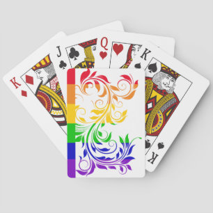 Subtle gay flag horizontal stripes flourish swirls playing cards