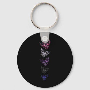 Subtle Genderfluid Pride Goth Butterfly, Non Binar Key Ring