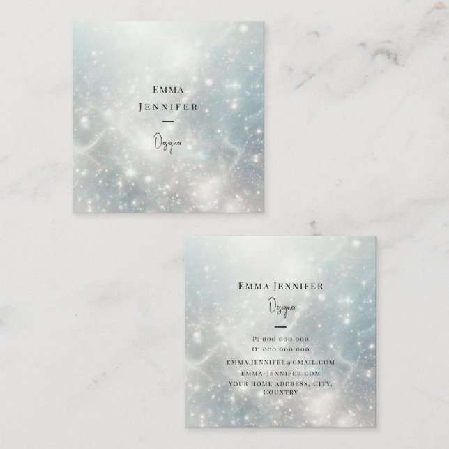 Subtle gentle glitter background square business card (Front/Back)