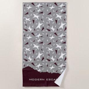 Subtle Geometry: Stars & Triangles – Grey Beach Towel