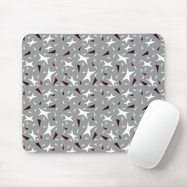 Subtle Geometry: Stars & Triangles – Grey Mouse Pad (With Mouse)