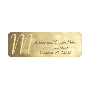Subtle Gold Bokeh Monogram Return Address Label