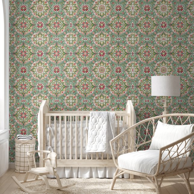 Subtle green decorative wall paper wallpaper (Kids)
