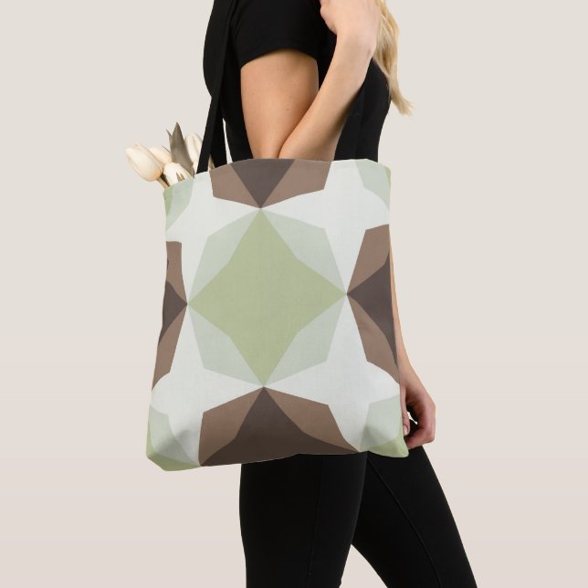 Subtle Green Diamond Motif Tote Bag (Close Up)