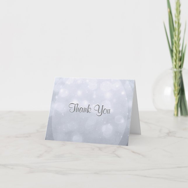 Subtle Grey Sparkles Thank You Card (Front)