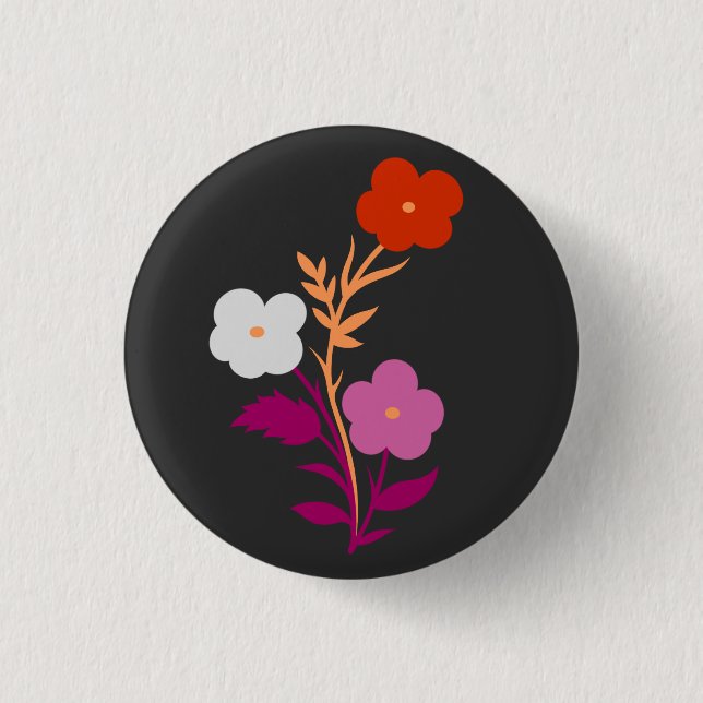 Subtle Lesbian Flag Flowers 3 Cm Round Badge (Front)