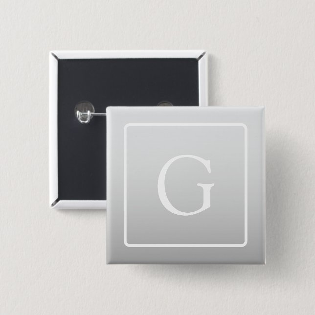 Subtle Light Grey Gradient Surname Monogram  15 Cm Square Badge (Front & Back)