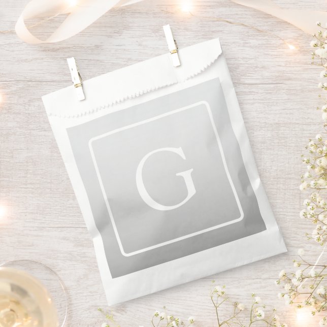 Subtle Light Grey Gradient Surname Monogram  Favour Bag (Clipped)