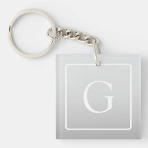 Subtle Light Grey Gradient Surname Monogram  Key Ring