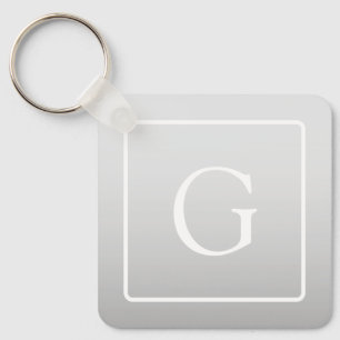 Subtle Light Grey Gradient Surname Monogram  Key Ring
