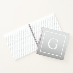 Subtle Light Grey Gradient Surname Monogram Notebook