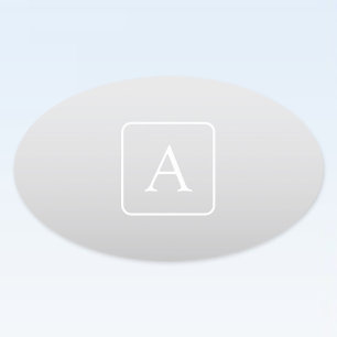 Subtle Light Grey Gradient Surname Monogram  Oval Sticker