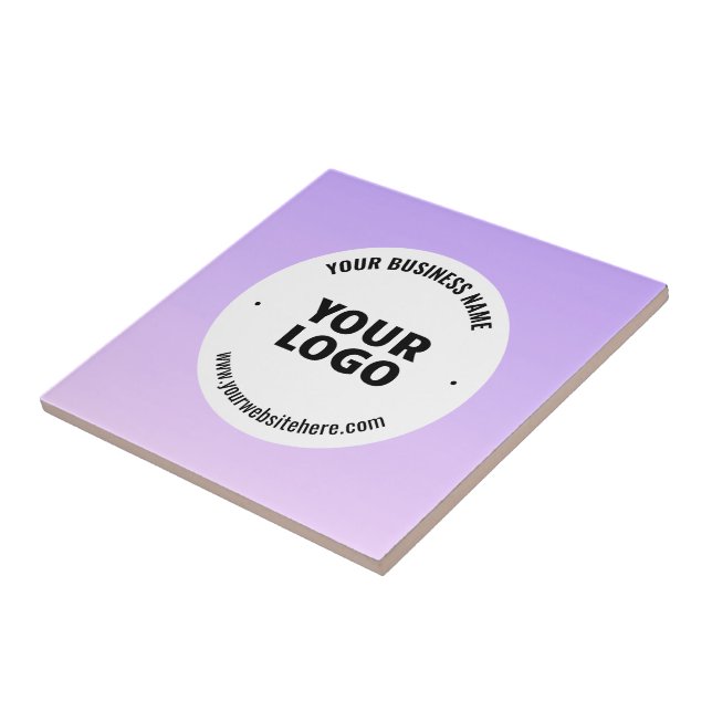 Subtle Light Purple Ombre & Your Business Logo Ceramic Tile (Side)