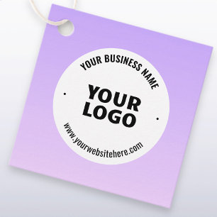 Subtle Light Purple Ombre & Your Business Logo Favour Tags
