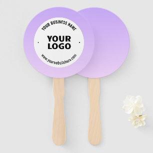 Subtle Light Purple Ombre & Your Business Logo Hand Fan