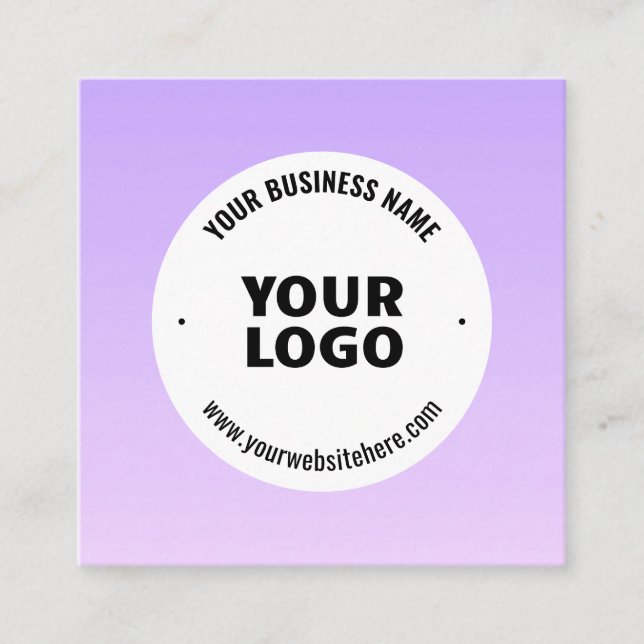 Subtle Light Purple Ombre & Your Business Logo Square Business Card (Front)