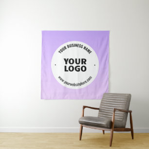 Subtle Light Purple Ombre & Your Business Logo Tapestry