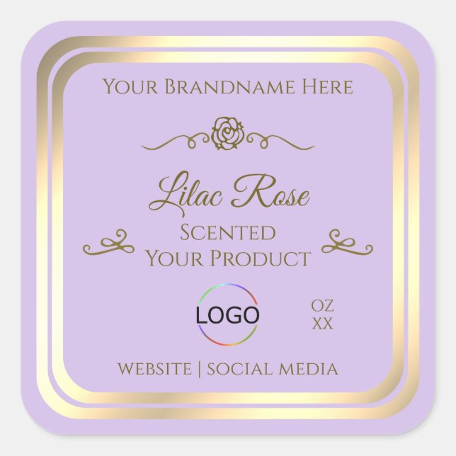 Subtle Lilac Product Label Gold Frame with Logo (Front)