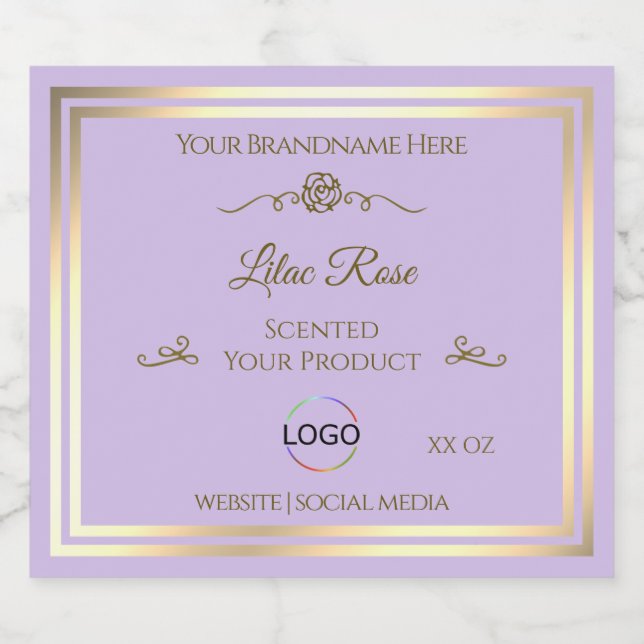 Subtle Lilac Product Label Gold Frame with Logo (Single Label)