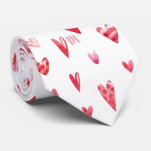 Subtle Monogram Valentine's Day Hearts Necktie