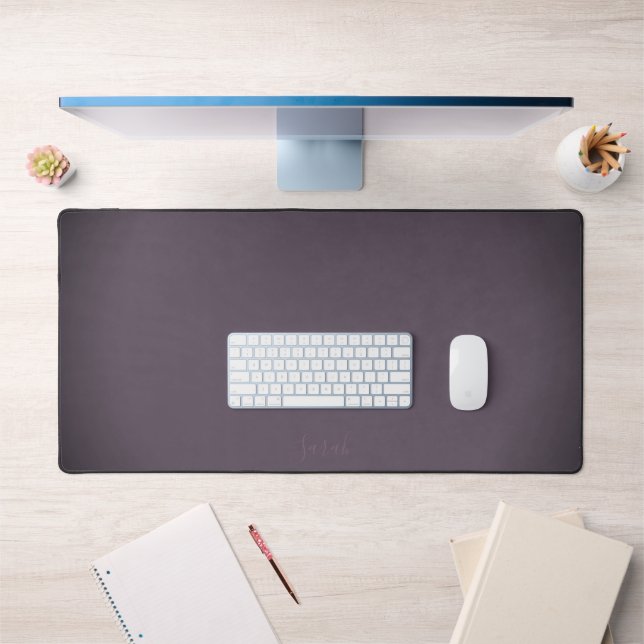 Subtle Name on Vignetted Mottled Dust Plum Purple Desk Mat (Office 1)