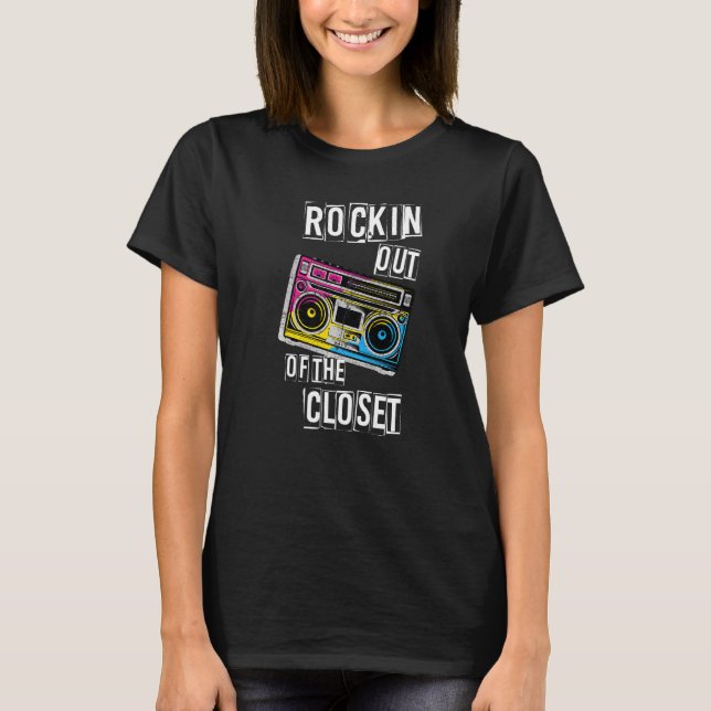 Subtle Pan Pride Flag Rockin Out Pansexual Lgbtq P T-Shirt (Front)