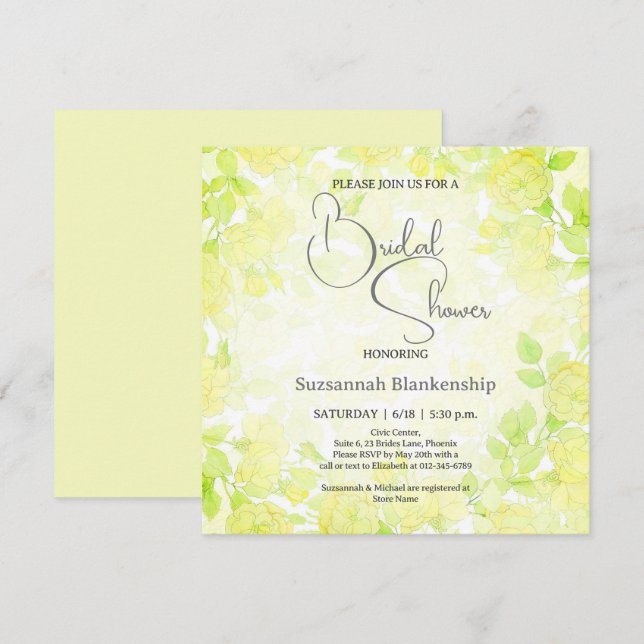 Subtle Pastel Floral Background Bridal Shower  Invitation (Front/Back)