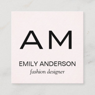 Subtle Pattern Pink with Monogram Square Business Card