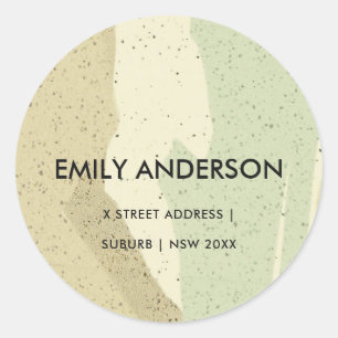 SUBTLE PINK GREY MODERN ABSTRACT ART WAVES ADDRESS CLASSIC ROUND STICKER