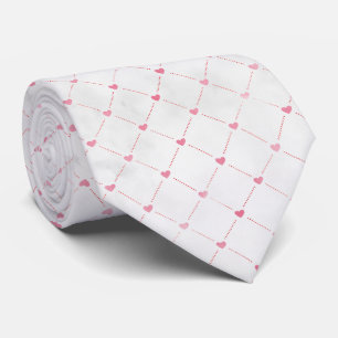 Subtle Pink Hearts & Diamond Pattern Tie