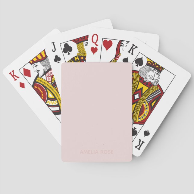 Subtle Pink Name on Soft Blush Pink Playing Cards (Back)