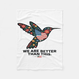 Subtle Political Hummingbird Floral Anti Trump Fleece Blanket