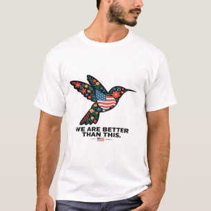 Subtle Political Hummingbird Floral Anti Trump T-Shirt