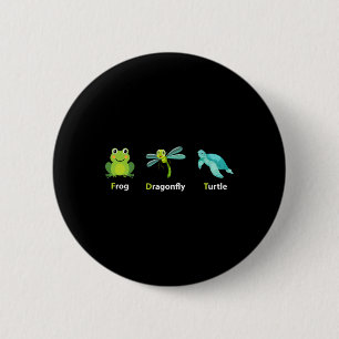 Subtle Political Humour Frog Dragonfly Turtle Shir 6 Cm Round Badge