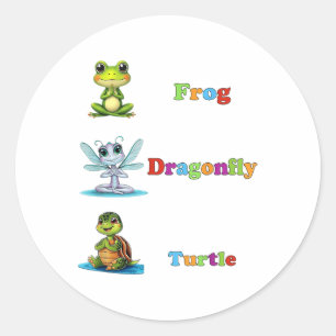 Subtle Political Humour Frog Dragonfly Turtle Yoga Classic Round Sticker