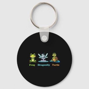 Subtle Political Humour Frog Dragonfly Turtle Yoga Key Ring