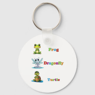Subtle Political Humour Frog Dragonfly Turtle Yoga Key Ring