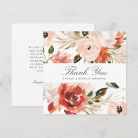 Subtle Red and White Floral Square Thank You