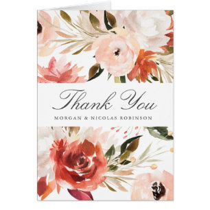 Subtle Red and White Floral Wedding Thank You