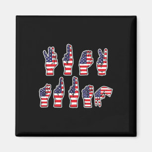 Subtle Resist Trump Asl Sign Language 4th Of July Magnet