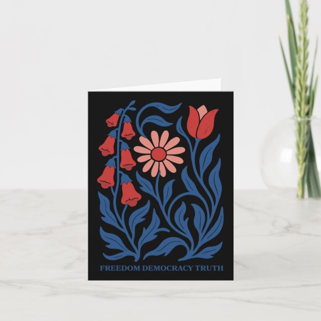 Subtle Resist Trump Foxglove Daisy Tulip Flower 4t Card (Front)