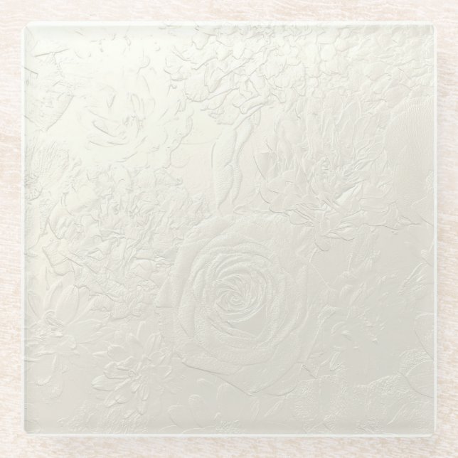 Subtle roses glass coaster (Front)