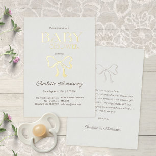 Subtle Sage Green Elegant Bow Baby Shower