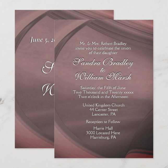 Subtle Sangria Wedding Invitation (Front/Back)