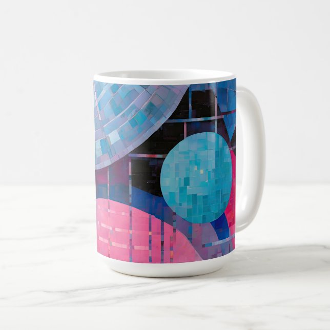 Subtle Shades of Blue & Pink in Abstract Coffee Mug (Front Right)