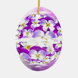 Subtle,  simple Violet pansy flower pattern globe Ceramic Tree Decoration