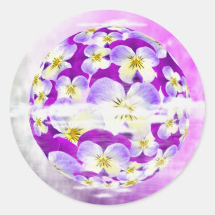 Subtle,  simple Violet pansy flower pattern globe Classic Round Sticker