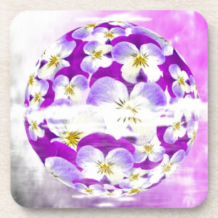 Subtle, simple Violet pansy flower pattern globe Coaster