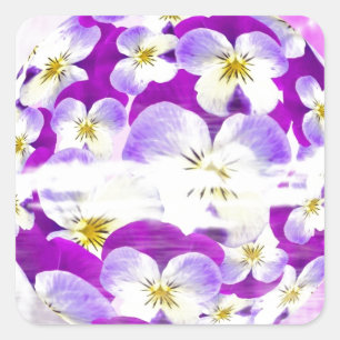 Subtle,  simple Violet pansy flower pattern globe Square Sticker