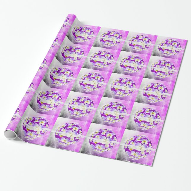 Subtle,  simple Violet pansy flower pattern globe Wrapping Paper (Unrolled)